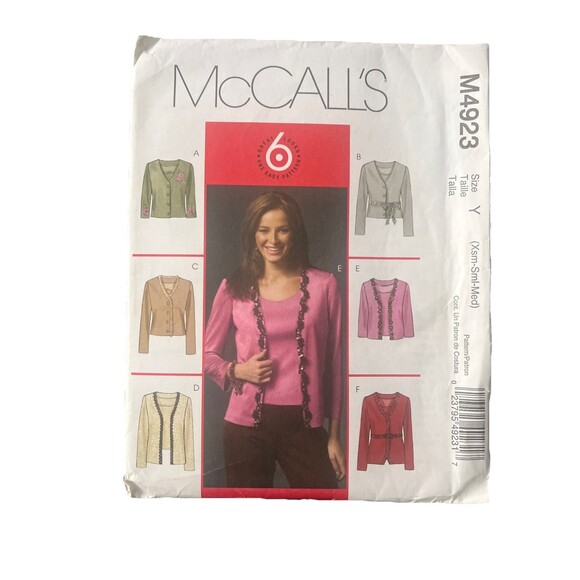 McCall's M4923 Misses Cardigan & Top Sewing Pattern Size: XS-S-M - Picture 1 of 2